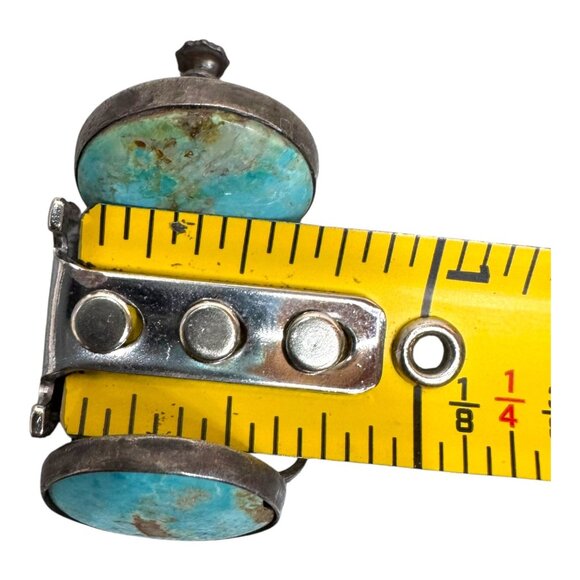 Vintage Navajo Southwestern Turquoise & Sterling Silver Screw Back Earrings - Picture 4 of 6